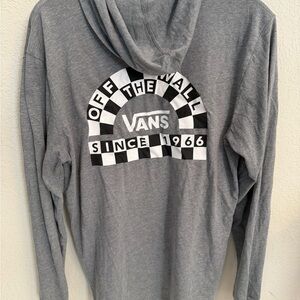 Trendy Casual Athletic skate Streetwear Vans M Gray L/S Tee Hoodie Off the Wall
